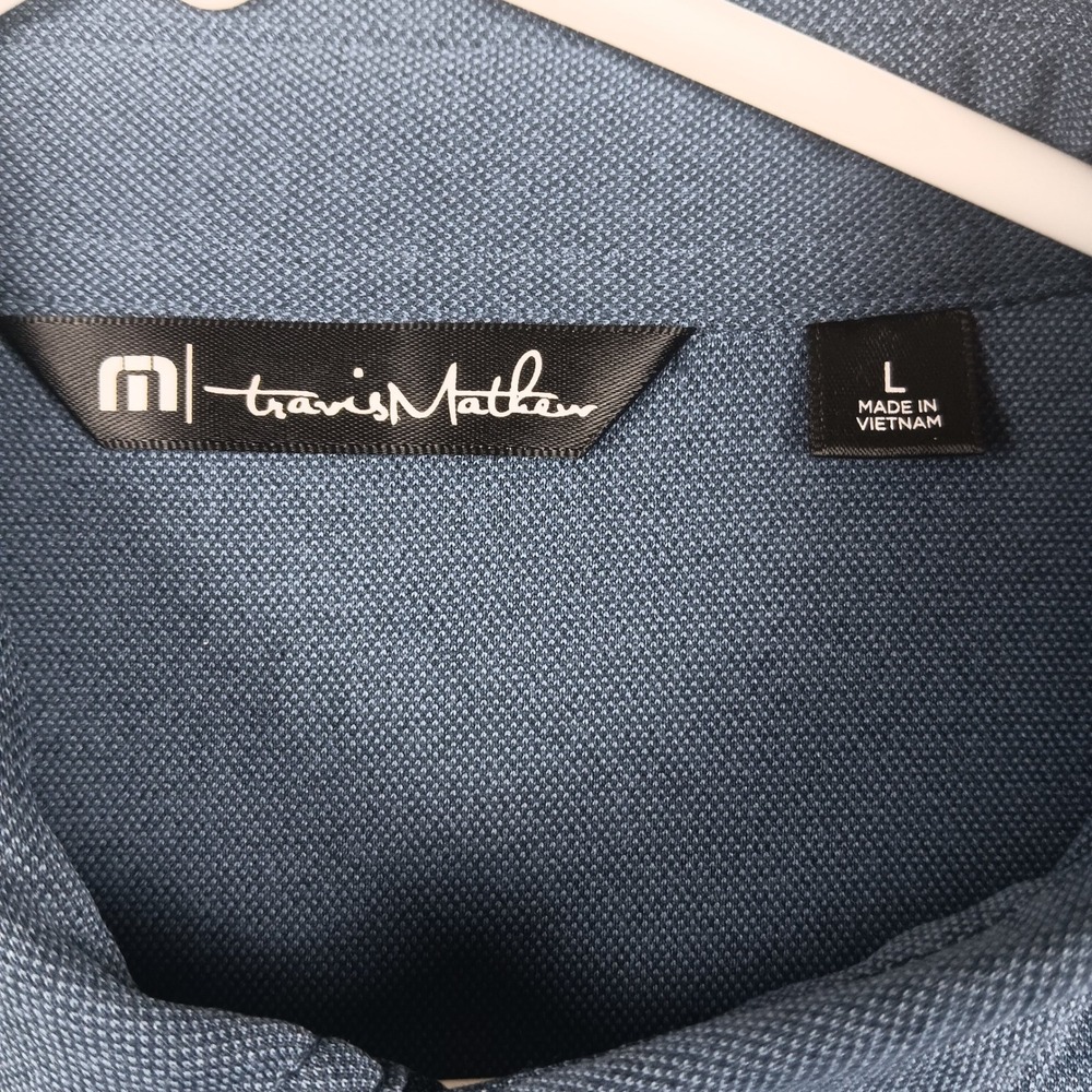 TravisMathew Polo Shirt 1MU410 Mens L Blue Gray Young Life Logo Short Sleeve - Picture 3 of 10